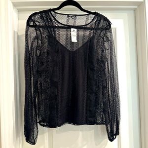 Black lace Express blouse with camisole. New with tags